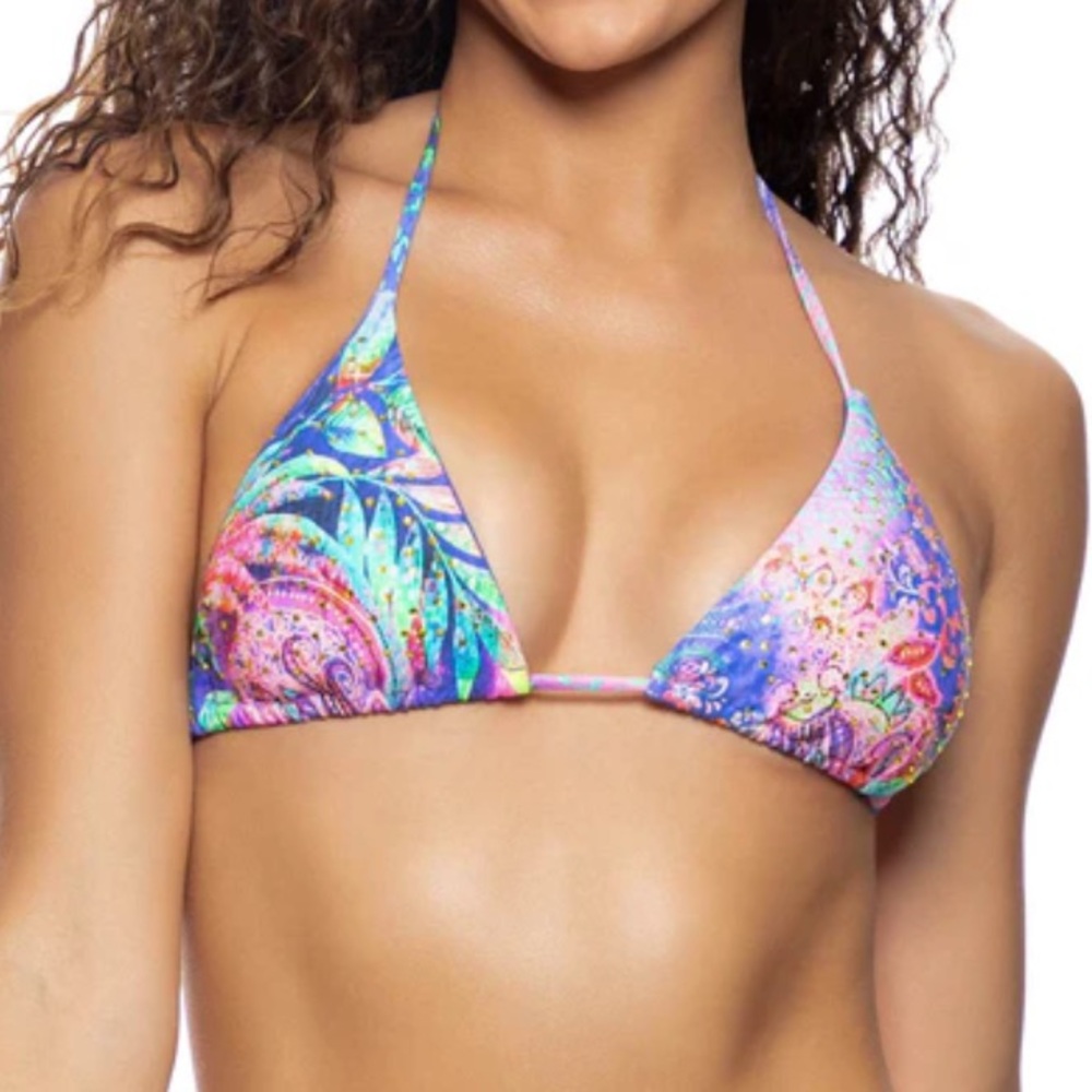 Luli Fama Jungle Fever Crystallized Seamless Triangle Top Size XL - Picture 9 of 11